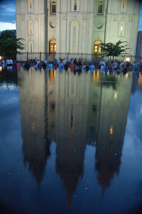 Temple reflection in pond